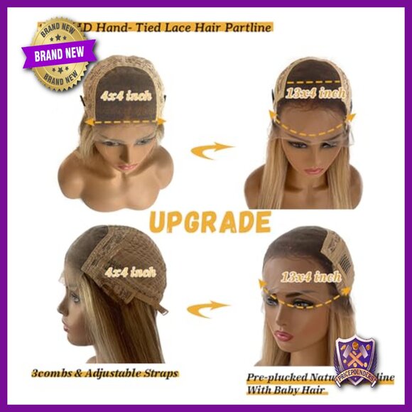 13x4 Lace Front Human Hair Wig Pre Plucked Glueless 150% Density main image 2